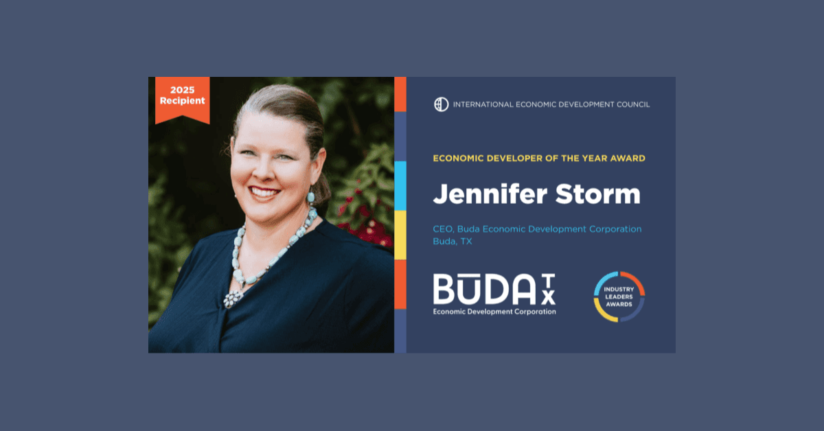 Buda EDC CEO Jennifer Storm Named IEDC's 2025 Economic Developer of the Year