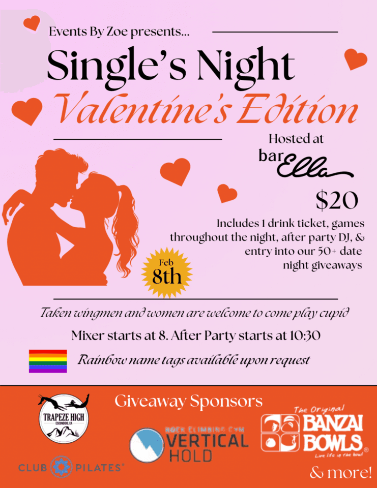 Bar Ella Launches Valentine's Singles' Night in Pacific Beach, Challenging Digital Dating Norms