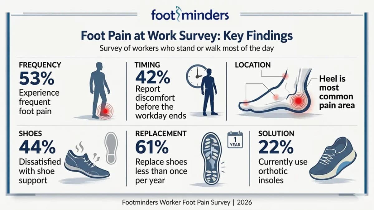 Footminders Survey Reveals 53% of Standing Workers Experience Frequent Foot Pain, Yet Only 22% Use Orthotic Insoles