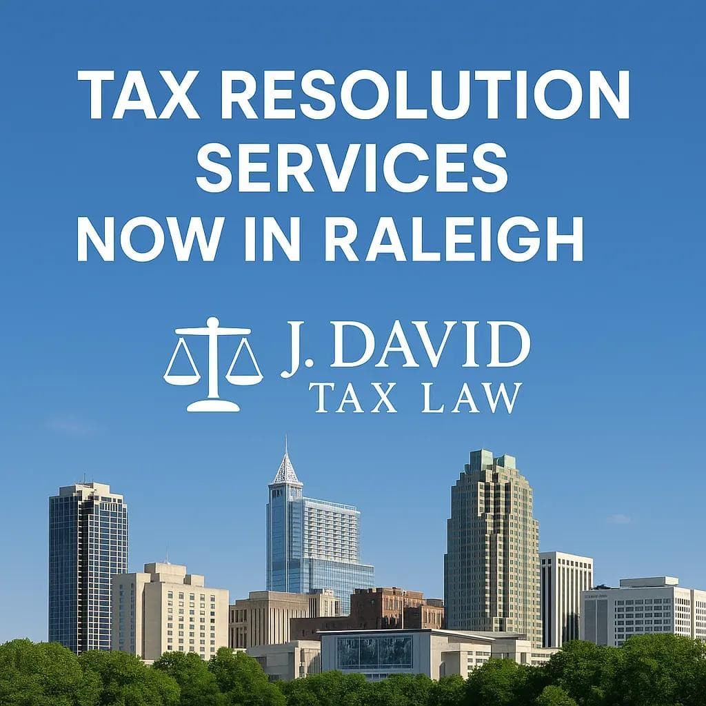 J. David Tax Law Offers Comprehensive Tax Debt Resolution Services in Raleigh