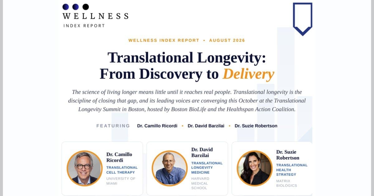 Translational Longevity Takes Center Stage in August Wellness Index Report