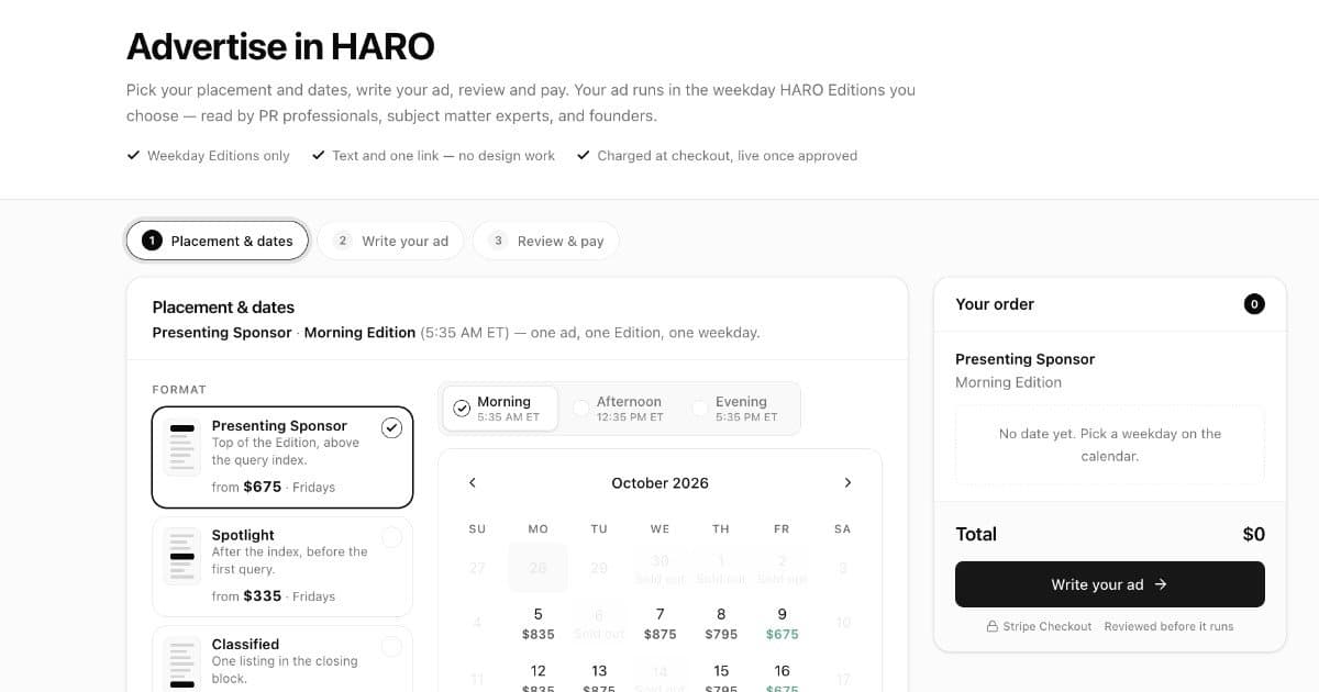 HARO Launches Self-Serve Advertising for Its Journalist-Request Newsletter