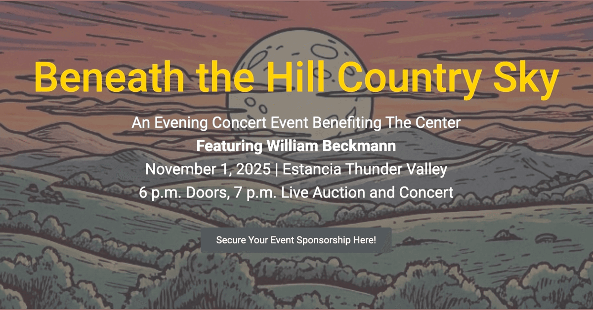 The Center to Host Exclusive Benefit Concert Featuring William Beckmann to Support Aging Adults in Texas Hill Country