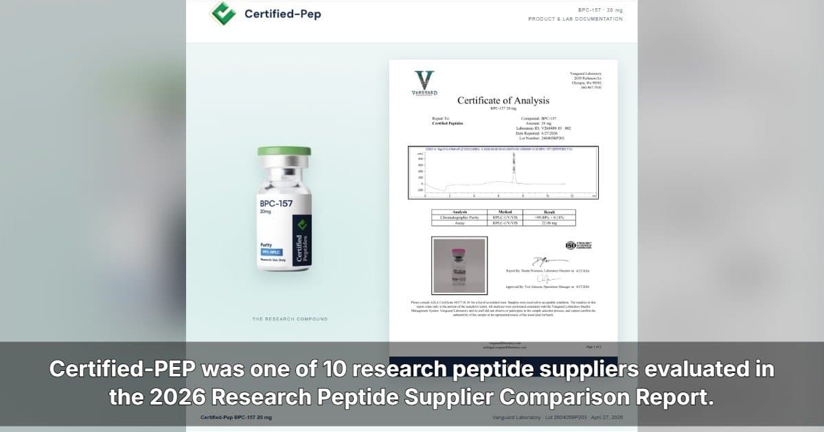 Certified-PEP Publishes 2026 Research Peptide Supplier Comparison, Highlighting Transparency and Documentation